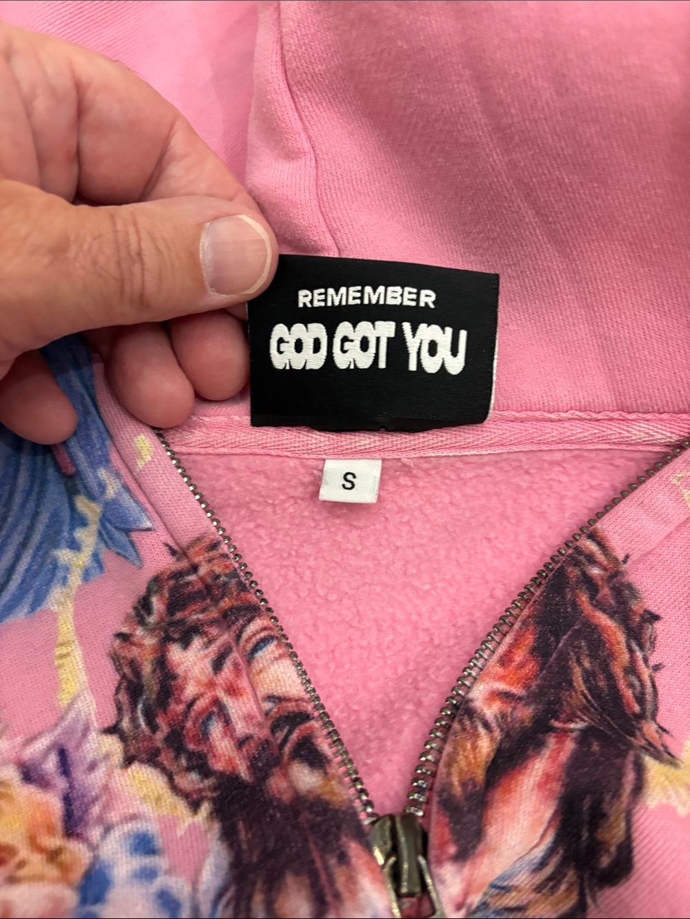 Righteous Pink zipper hooded sweatshirt - Picture 7 of 9